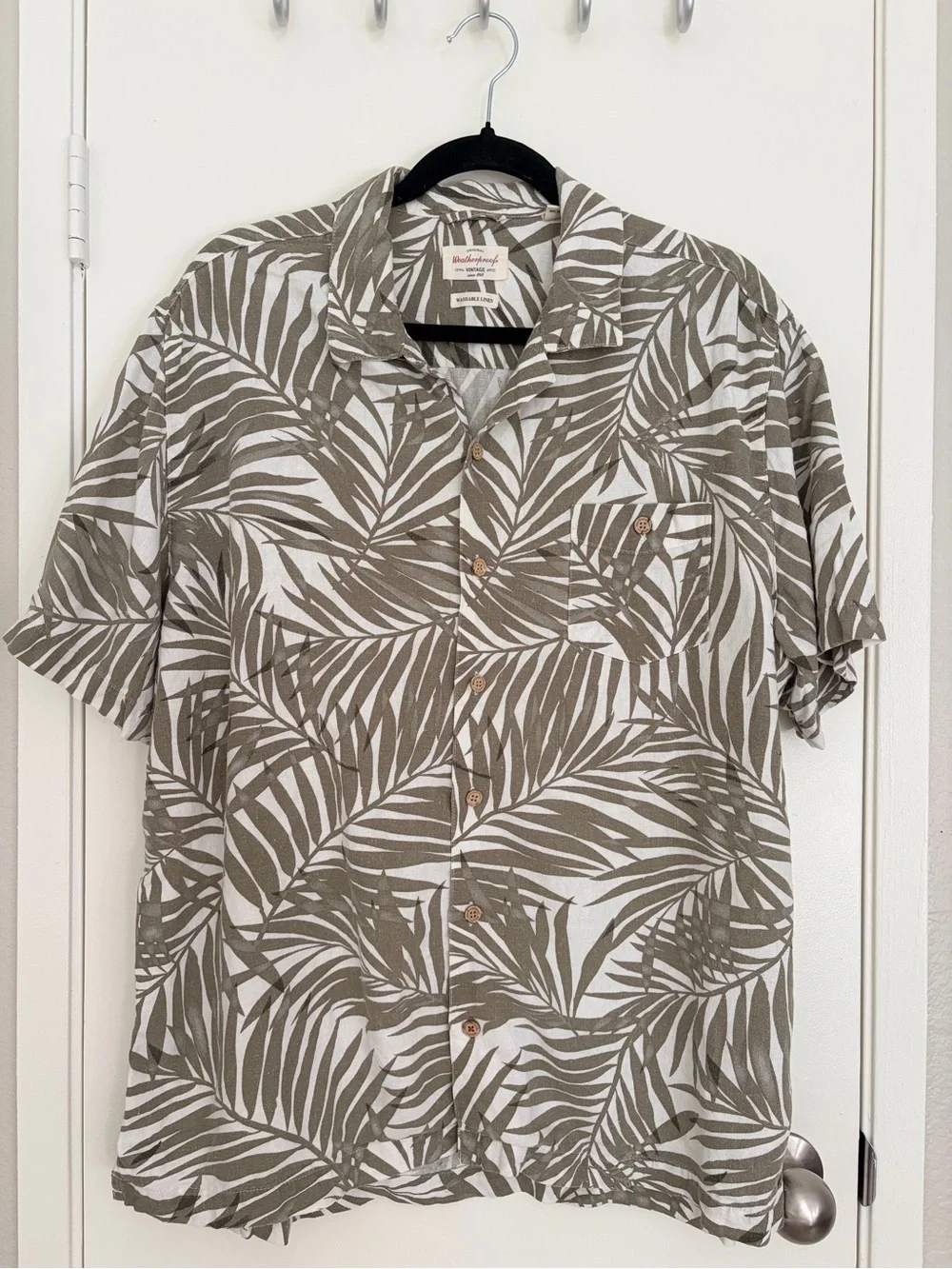 Weatherproof Vintage Linen Leaf Button-Down Shirt